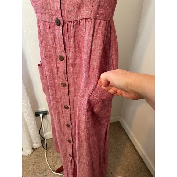Rachel Zoe Women’s Dress Size 4 Red 100% Linen Button Front Midi Pockets Minimal - Picture 4 of 8